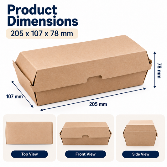 Large Endura Kraft Snack Box – 205 × 107 × 78mm