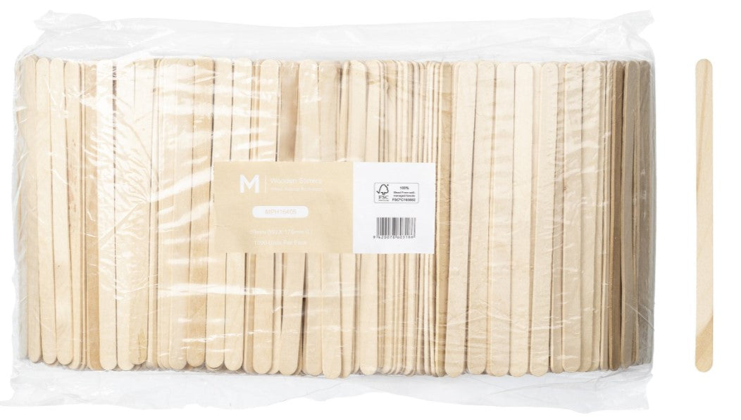 Wooden Beverage Stirrer Sticks - Natural, 10mm x 175mm Long, FSC® 100%