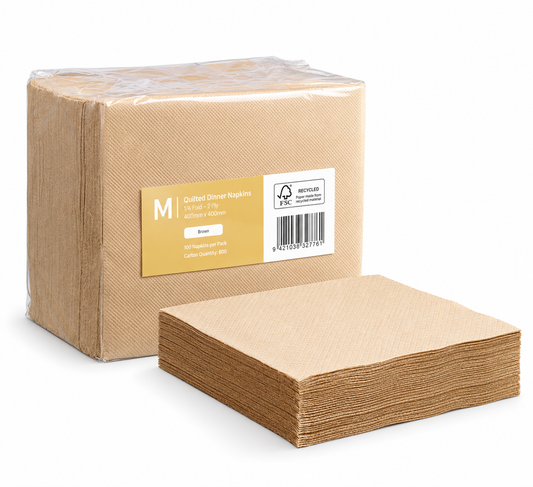 Quilted Brown Dinner Napkins – 400 × 400mm, 2 Ply | 100 Pack