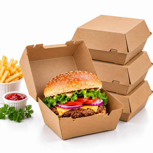 GO Range Kraft Burger Box – 106 × 106 × 70mm