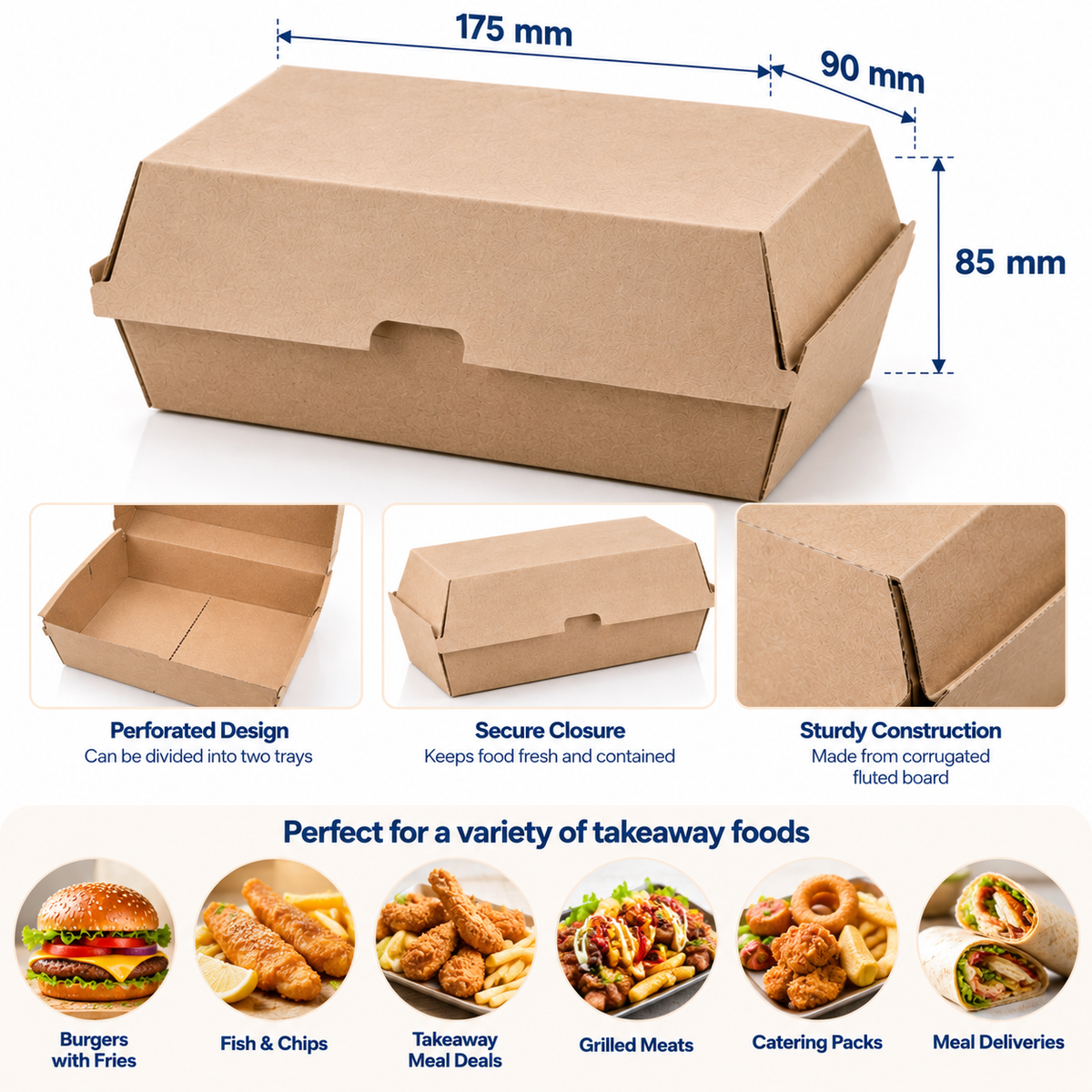 Regular Endura Kraft Snack Boxes – 175x90x85mm | 200 Pack
