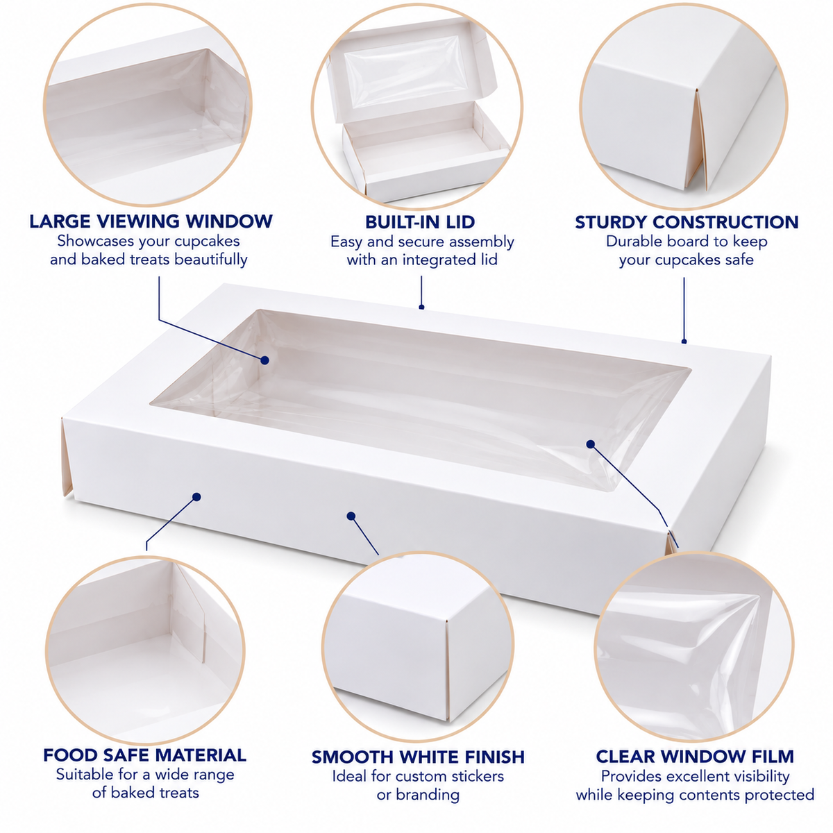 12 Cupcake Window Box – White | 80 Pack