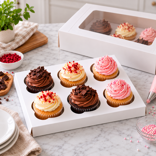 6 Cupcake Box Insert – White Cupcake Holder | 100 Pack