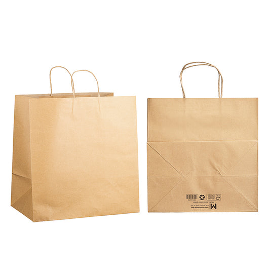 Extra Large Brown Paper Carry Bags with Twist Handles – 355 × 230 × 370mm | 150 Pack